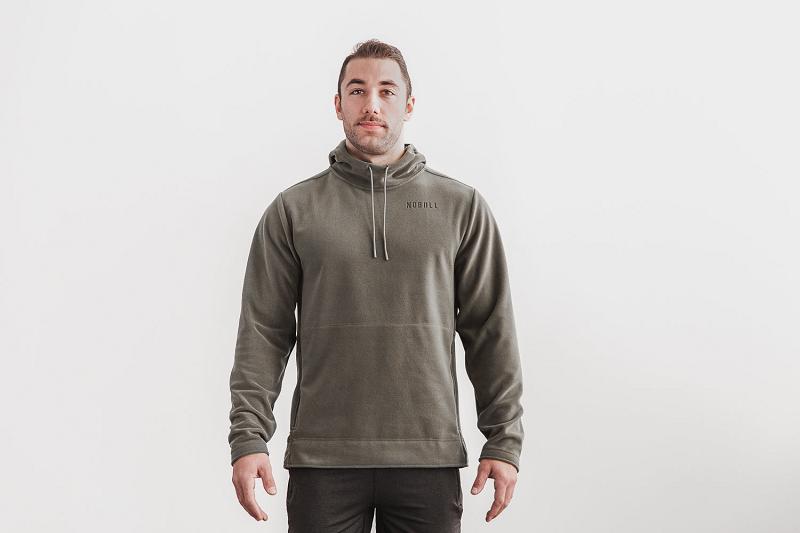 Men's Nobull Arctic Pullover Hoodie Olive | SG F2521D